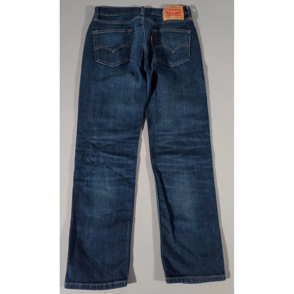 Levi's 514 Straight Fit Jeans Mens 29x30 Dark Wash Blue Stretch Denim